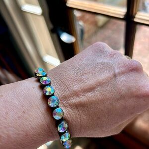 Plunder Bracelet - Iridescent Crystals in Brass Tone